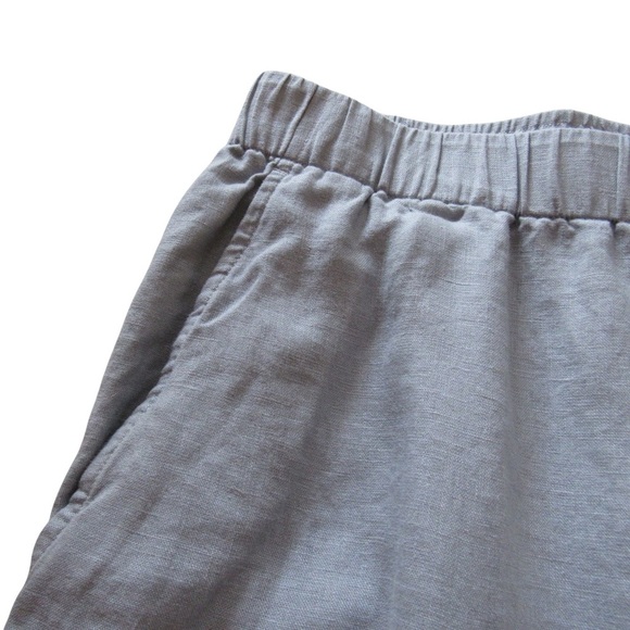 Eileen Fisher Linen Wide Leg Pants Medium Light Blue Cropped Pull On Pockets - Picture 6 of 11